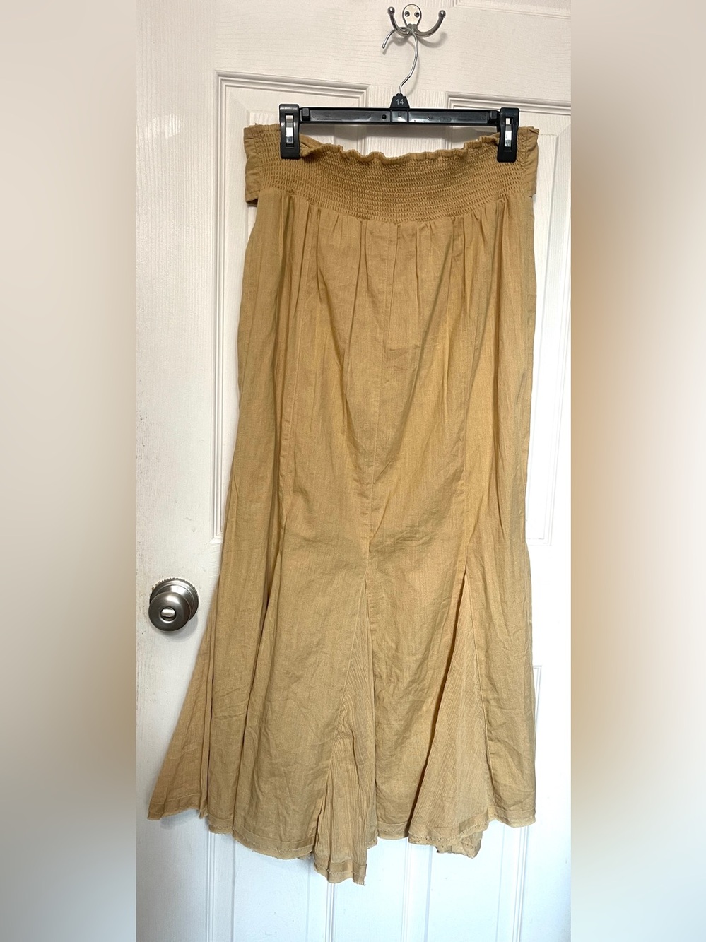 Free People Marguerita Maxi Skirt Golden Yellow Pull-On Cotton Linen Sz L NWT - Picture 10 of 13